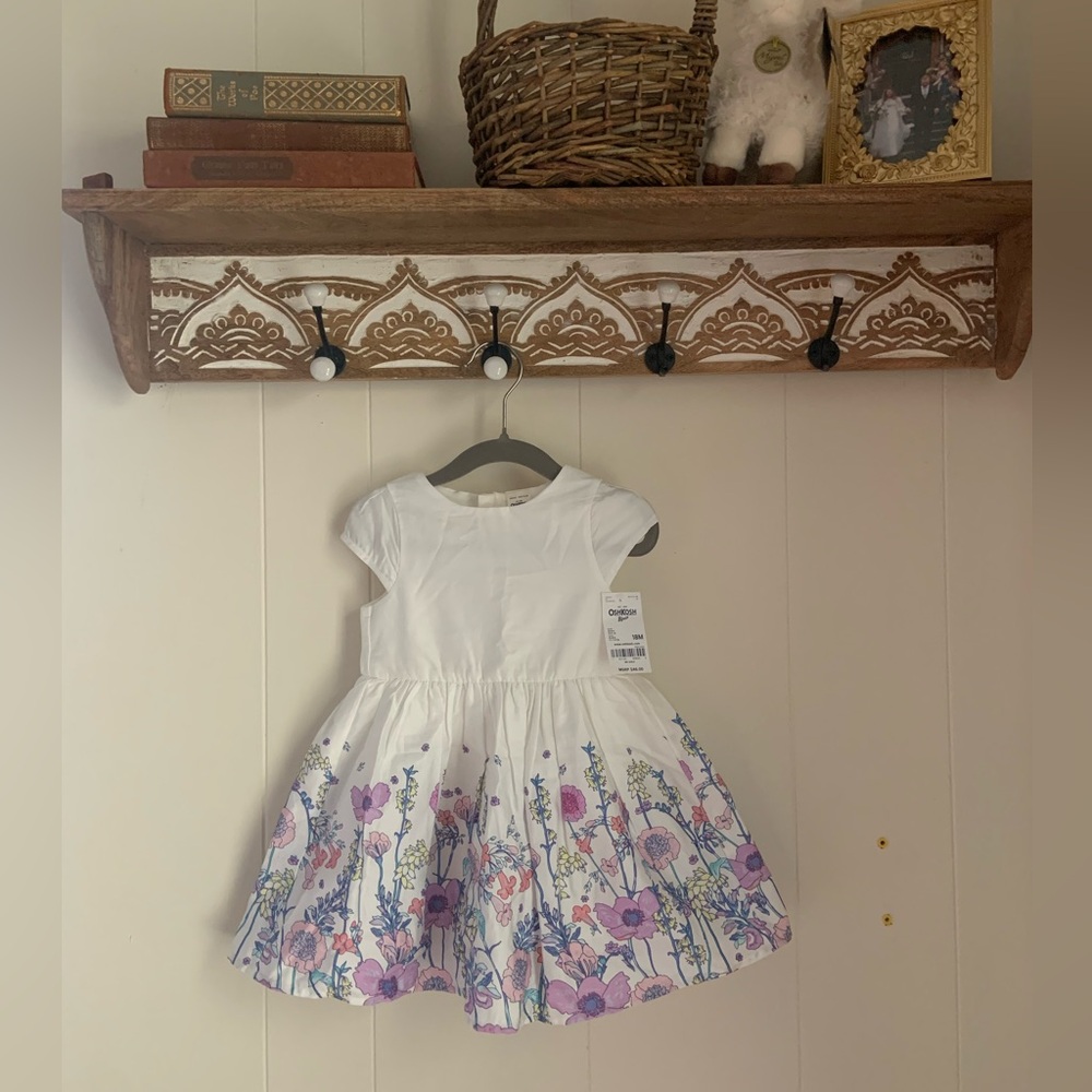 OshKosh B'gosh Classic White and Floral Special Occasion Sun Dress